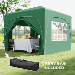 Outsunny 3 X 3(M) Upf50+ Pop Up Gazebo With Sides And Carry Bag, Dark Green - thumbnail 7