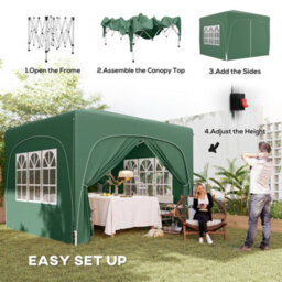 Outsunny 3 X 3(M) Upf50+ Pop Up Gazebo With Sides And Carry Bag, Dark Green - thumbnail 4