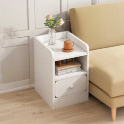 1 Drawer Small Bedside Table Cabinet Side End Table Nightstand Storage Organizer Bedroom - thumbnail 1