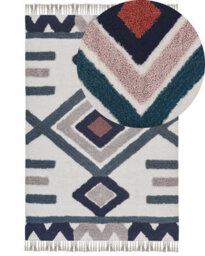 Beliani Multicolour Cotton Area Rug 160 X 230 Cm Handwoven Tufted - Scandinavian Style - thumbnail 1