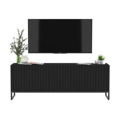 Heze Furniture Elpis Glamour Tv Cabinet Media Unit With Storage - Black / Black Frame - image 1
