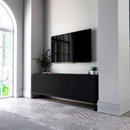 Heze Furniture Elpis Glamour Tv Cabinet Media Unit With Storage - Black / Black Frame - thumbnail 4