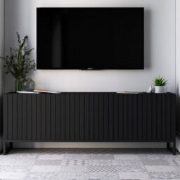 Heze Furniture Elpis Glamour Tv Cabinet Media Unit With Storage - Black / Black Frame - thumbnail 2