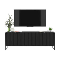 Heze Furniture Elpis Glamour Tv Cabinet Media Unit With Storage - Black / Black Frame - thumbnail 1