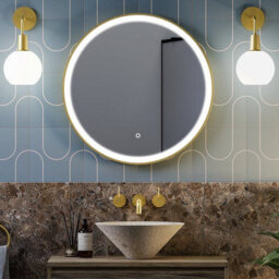 Lumora 600mm Round Gold Frame Led Bathroom Mirror Dimmable Tri Light Anti Fog - thumbnail 1