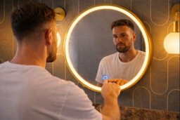 Lumora 600mm Round Gold Frame Led Bathroom Mirror Dimmable Tri Light Anti Fog - thumbnail 6