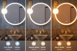 Lumora 600mm Round Gold Frame Led Bathroom Mirror Dimmable Tri Light Anti Fog - thumbnail 5