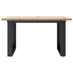 Berkfield Coffee Table O-Frame 70X70X40 Cm Solid Wood Pine And Steel - thumbnail 4