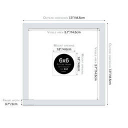 "6X6"" Light Grey Picture Frame - 6X6"" Square Frame With 2X2"" Mount For 6X6""/2X2"" Pictures Luxurious Style Wall Art, 1 Pack" - thumbnail 2