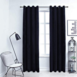 Berkfield Blackout Curtains With Rings 2 Pcs Velvet Black 140X175 Cm