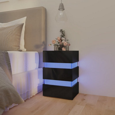 Berkfield Led Bedside Cabinet High Gloss Black 45X35X67 Cm Engineered Wood - image 1