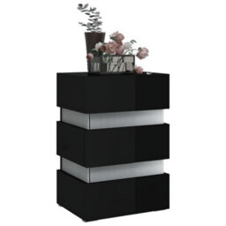 Berkfield Led Bedside Cabinet High Gloss Black 45X35X67 Cm Engineered Wood - thumbnail 3
