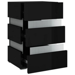 Berkfield Led Bedside Cabinet High Gloss Black 45X35X67 Cm Engineered Wood - thumbnail 7