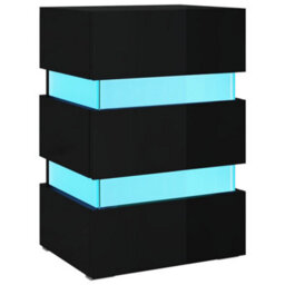 Berkfield Led Bedside Cabinet High Gloss Black 45X35X67 Cm Engineered Wood - thumbnail 2