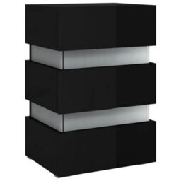 Berkfield Led Bedside Cabinet High Gloss Black 45X35X67 Cm Engineered Wood - thumbnail 4