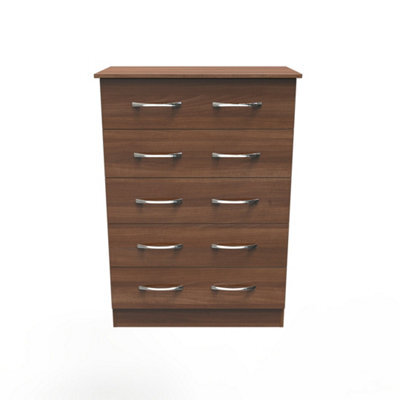 Hampshire 5 Drawer Chest Of Drawers In Noche Walnut (Ready Assembled) - image 1
