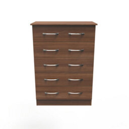 Hampshire 5 Drawer Chest Of Drawers In Noche Walnut (Ready Assembled)