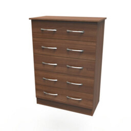 Hampshire 5 Drawer Chest Of Drawers In Noche Walnut (Ready Assembled) - thumbnail 3