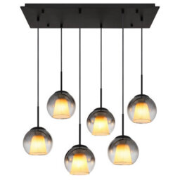 Luminosa Lighting Luminosa Barry Cluster Pendant Ceiling Light Matt Black Balls Smoke Glass Shade 6X E27 - thumbnail 3