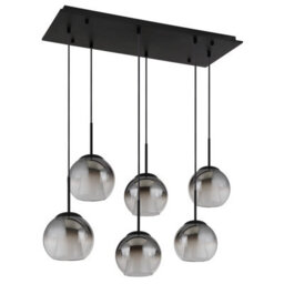 Luminosa Lighting Luminosa Barry Cluster Pendant Ceiling Light Matt Black Balls Smoke Glass Shade 6X E27 - thumbnail 2