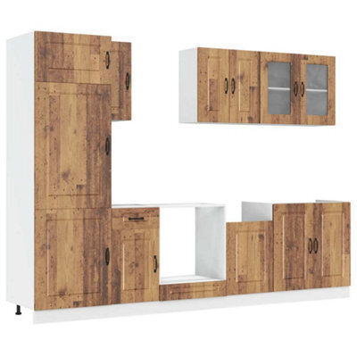 Berkfield Elegant 8 Piece Kitchen Cabinet Set Kalmar Old Wood Engineered Wood