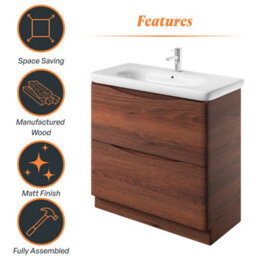 Plum&clay Eden Redwood Floorstanding Vanity Unit With Round Resin Basin (W)940mm - thumbnail 8