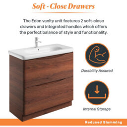Plum&clay Eden Redwood Floorstanding Vanity Unit With Round Resin Basin (W)940mm - thumbnail 6