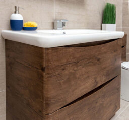 Plum&clay Eden Redwood Floorstanding Vanity Unit With Round Resin Basin (W)940mm - thumbnail 3