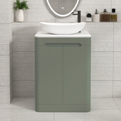 Royal Bathrooms Venice 600mm Sage Green Freestanding Bathroom Countertop Vanity Unit 2 Door With Cesar Basin - image 1