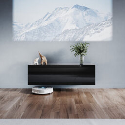 Elegant Floating Tv Stand Cabinet, Black Wall-Mounted Tv Unit With Drop-Down Door, 100X40X30Cm - thumbnail 1