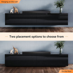 Elegant Floating Tv Stand Cabinet, Black Wall-Mounted Tv Unit With Drop-Down Door, 100X40X30Cm - thumbnail 8