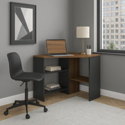Decorotika Alison Corner Computer Desk Walnut Black - thumbnail 2
