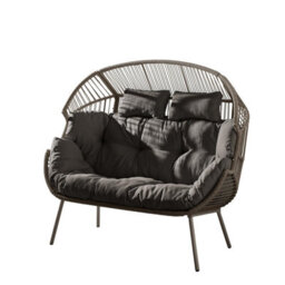 Furniturebox Uk Grey Indoor / Outdoor Rattan Double Egg Chair Seat - thumbnail 2