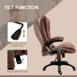 Vinsetto Office Chair W/ Heating Massage Points Relaxing Reclining Brown - thumbnail 6