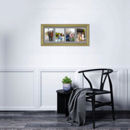 AK Frames 50X20Cm Gold Classic Multi Photo Frame With Mid Grey Mount - Holds 4 Apertures (4X) 6X4 Photos - thumbnail 3