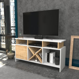 Decorotika Auburn Tv Stand Tv Unit For Tv's Up To 47 Inch White And Oak - thumbnail 2