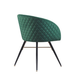 Life Interiors Single Green Vittorio Velvet Dining Chair With Black Metal Legs, Quilted Design Modern Accent Chair - thumbnail 4