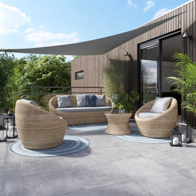 GoodHome Lazaretta Natural Rattan Effect Seater Garden Furniture