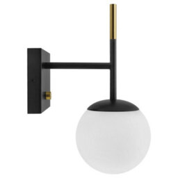 Long Life Lamps Company Modern Brass Wall Light Black Frosted Glass Globe Sconce H3125 - thumbnail 4