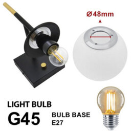 Long Life Lamps Company Modern Brass Wall Light Black Frosted Glass Globe Sconce H3125 - thumbnail 5