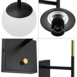 Long Life Lamps Company Modern Brass Wall Light Black Frosted Glass Globe Sconce H3125 - thumbnail 6