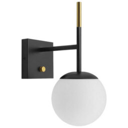 Long Life Lamps Company Modern Brass Wall Light Black Frosted Glass Globe Sconce H3125