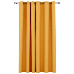 Berkfield Premium Linen-Look Blackout Curtains With Grommets Yellow 290X245Cm