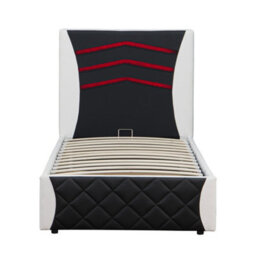 SlumberWorx Galaxy Ottoman Storage Led Headboard Gaming Single Bed Frame (Black And White) - thumbnail 6