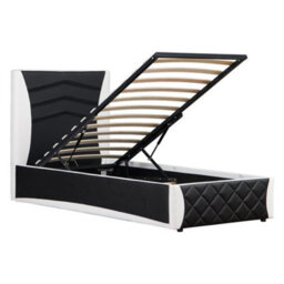 SlumberWorx Galaxy Ottoman Storage Led Headboard Gaming Single Bed Frame (Black And White) - thumbnail 5