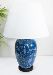 Blue Ceramic Table Lamp With Plain Shade - thumbnail 1
