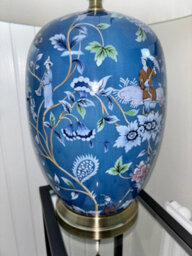 Blue Ceramic Table Lamp With Plain Shade - thumbnail 2