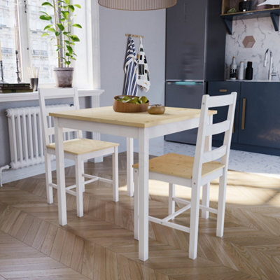 Lassic Vida Designs Yorkshire White & Pine Solid Pine 2 Seater Dining Set With 2 Chairs - image 1
