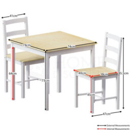 Lassic Vida Designs Yorkshire White & Pine Solid Pine 2 Seater Dining Set With 2 Chairs - thumbnail 2