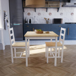 Lassic Vida Designs Yorkshire White & Pine Solid Pine 2 Seater Dining Set With 2 Chairs - thumbnail 5